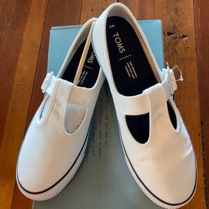 TOMS White Canvas Slip-Ons